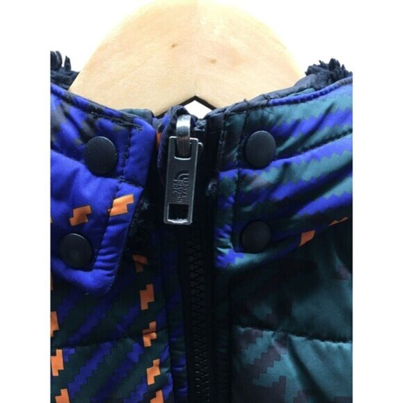 The North Face Coat Boy's Size Small Blue Green Plaid Puffer Jacket - Picture 4 of 8